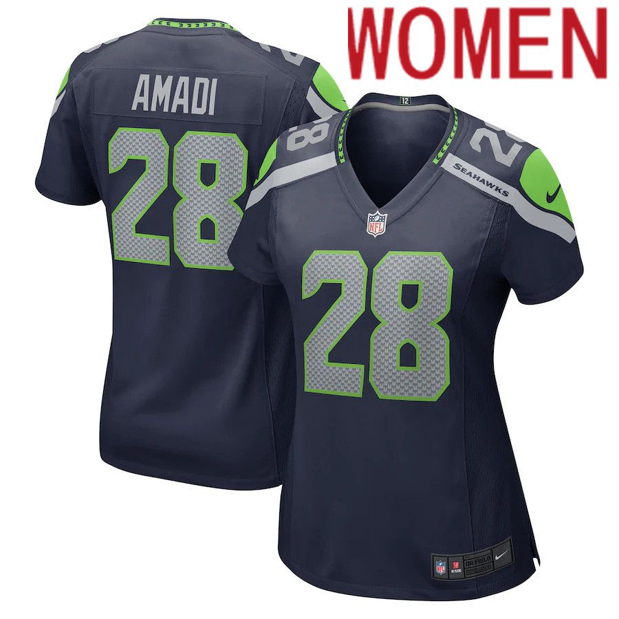 Women Seattle Seahawks 28 Ugo Amadi Nike College Navy Game NFL Jersey